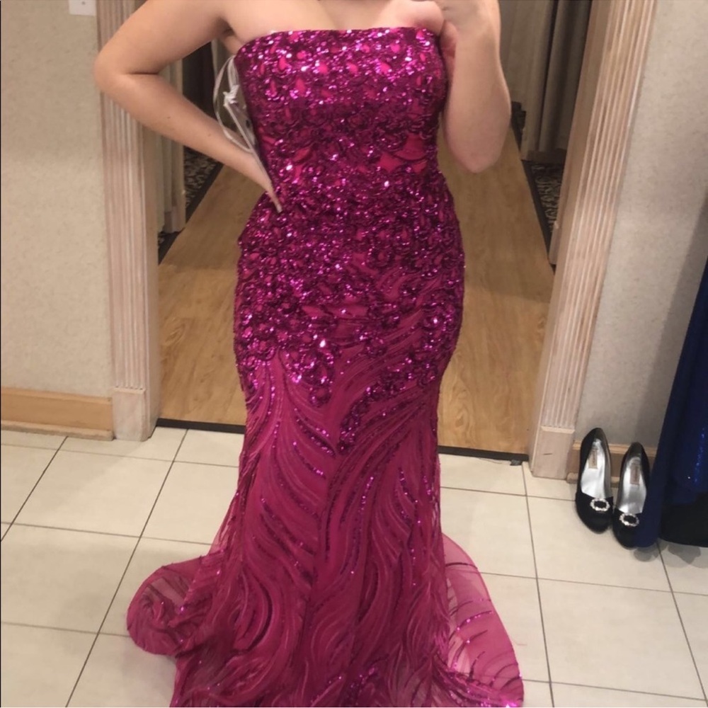 Elegant Strapless Pink Prom Dress/ Gown Brand New Never Worn With Tags